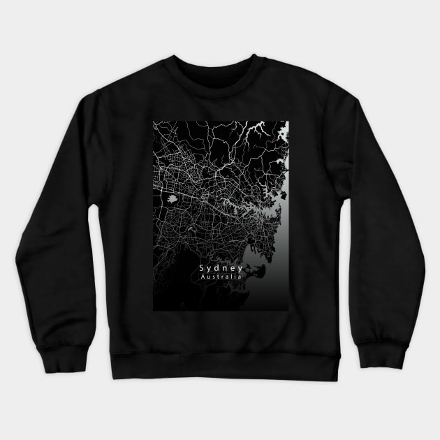 Sydney Australia City Map dark Crewneck Sweatshirt by Robin-Niemczyk